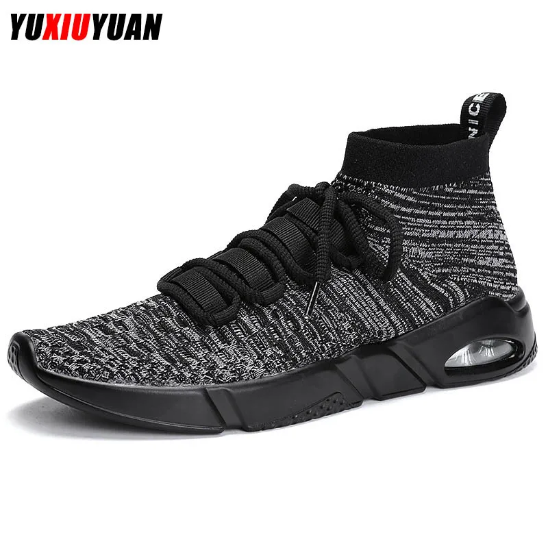 

Men Mesh Breathable High Help Marathon Socks Outdoor Running Shoes Fashion Flying Weaving Ultralight Non-slip Sneakers