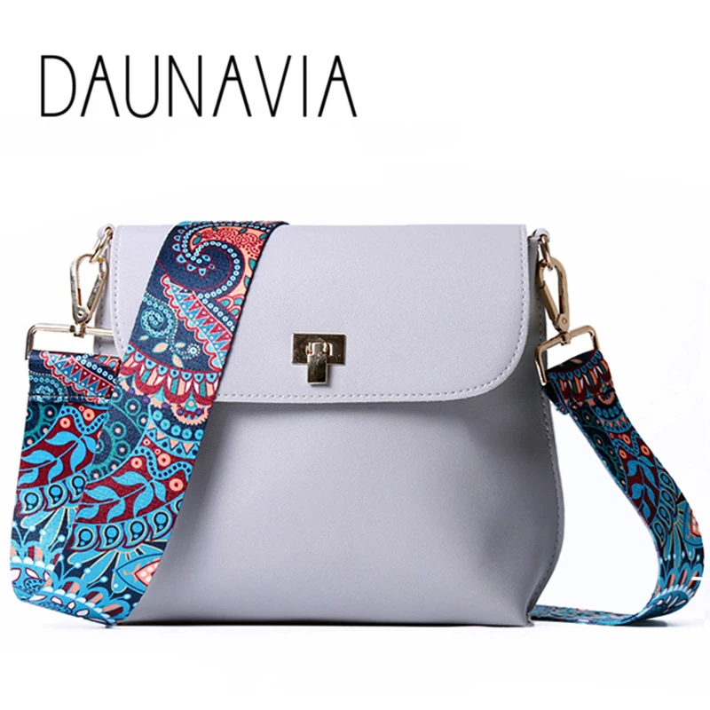 DAUNAVIA Brand Crossbody women Messenger Bags with Colorful Strap