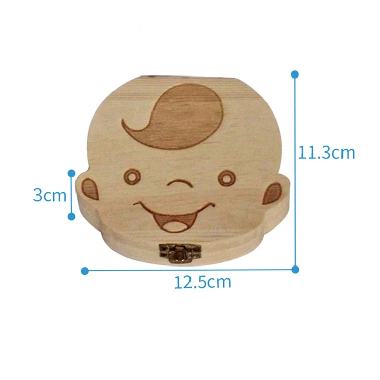 1PC Spanish English Baby Wood Tooth Box Organizer Milk Teeth Storage Collect Teeth Umbilical Cord Save Gifts for Kids Boys Girls cute Baby Souvenirs
