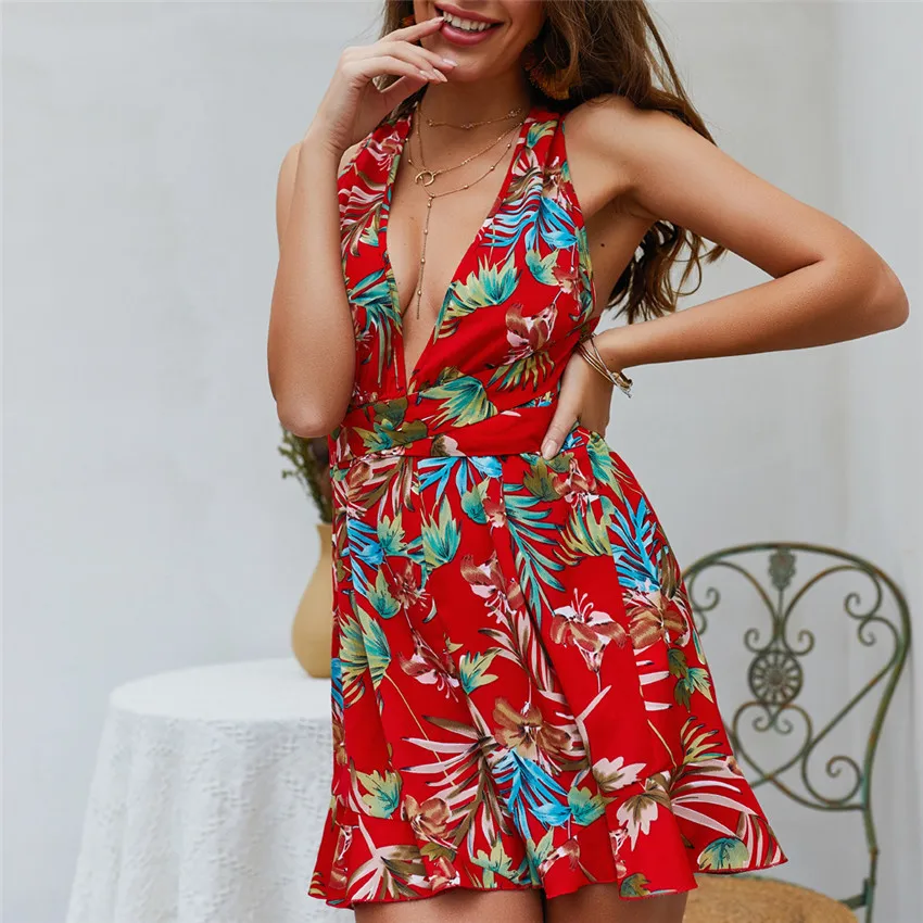 Женские печатные комбинезоны, летние, пляжные, без рукавов, boho леди мода лето белый комбинезон элегантный женский комбинезон