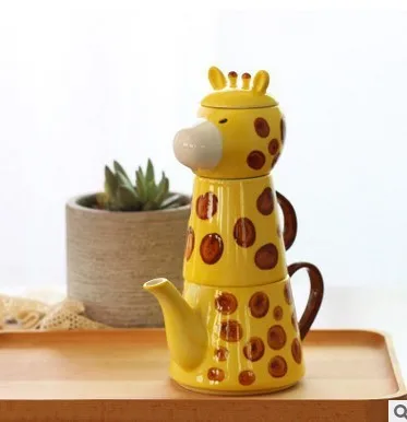 

Ceramic Tea set suit Cute cartoon animals Cup Kit Giraffe teapot Ceramic Cup Mug Set tableware