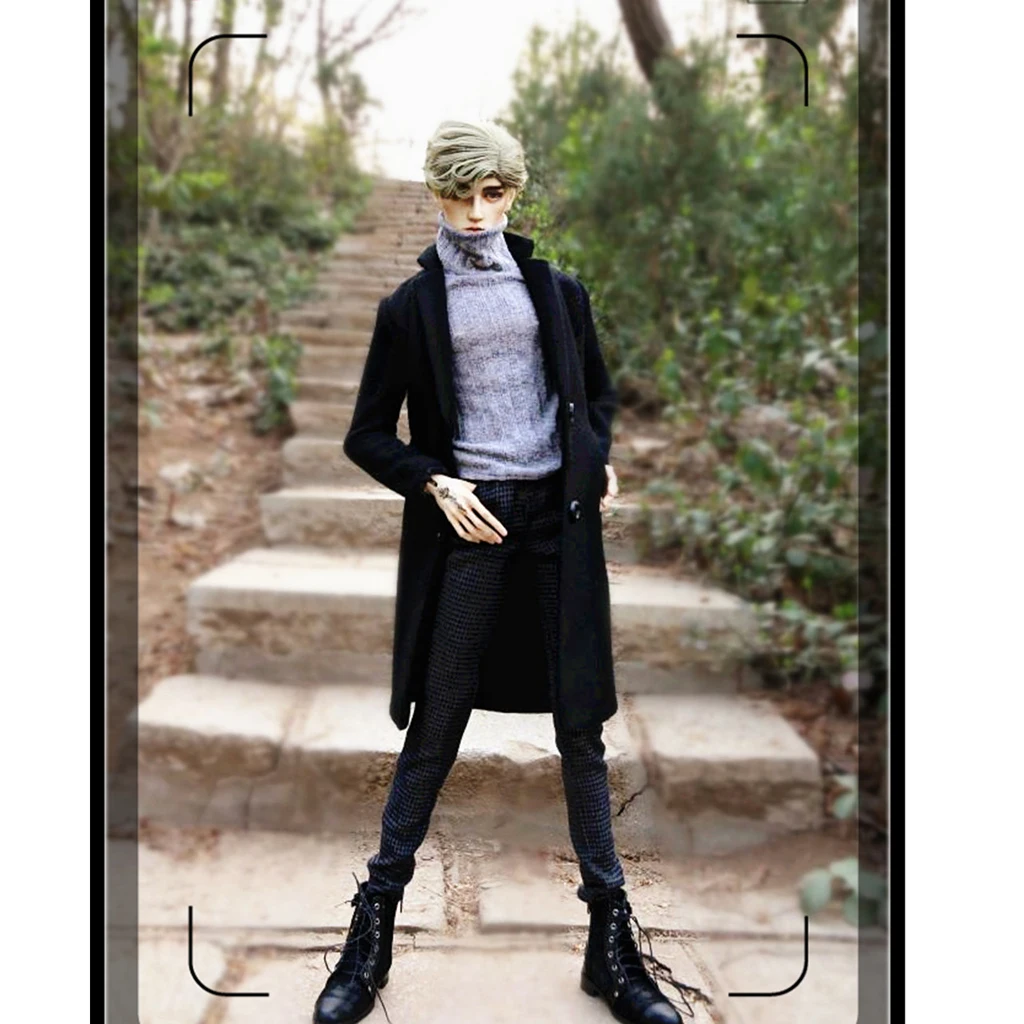 Black Overcoat Sweater Pants for 70cm Uncle BJD Doll