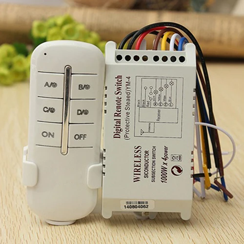 

4 Channels ON/OFF 220V Wireless Lamp Remote Control Switch Receiver Transmitter