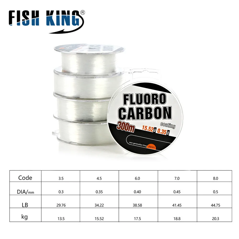 FISH KING 300 м 0,30-0,50 мм 30-45LB фторуглеродное покрытие рыболовная леска супер прочная нейлоновая леска ловля карпа плавные лески