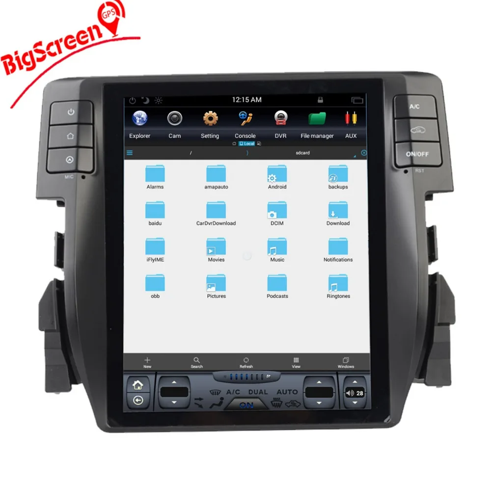 Discount 10.4 Inch Android 6.0 Tesla Style Car DVD Player GPS Navi For Honda Civic 2016 2017 Stereo Multimedia Headunit Autoradio Satnav 4