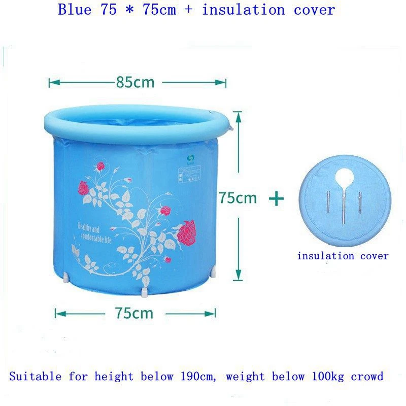 Shu Li Kang Складная Ванна, надувная портативная ванна, ванна для взрослых, утолщенная надувная ванна, Детская ванна бочка - Цвет: 75X75CM with lid