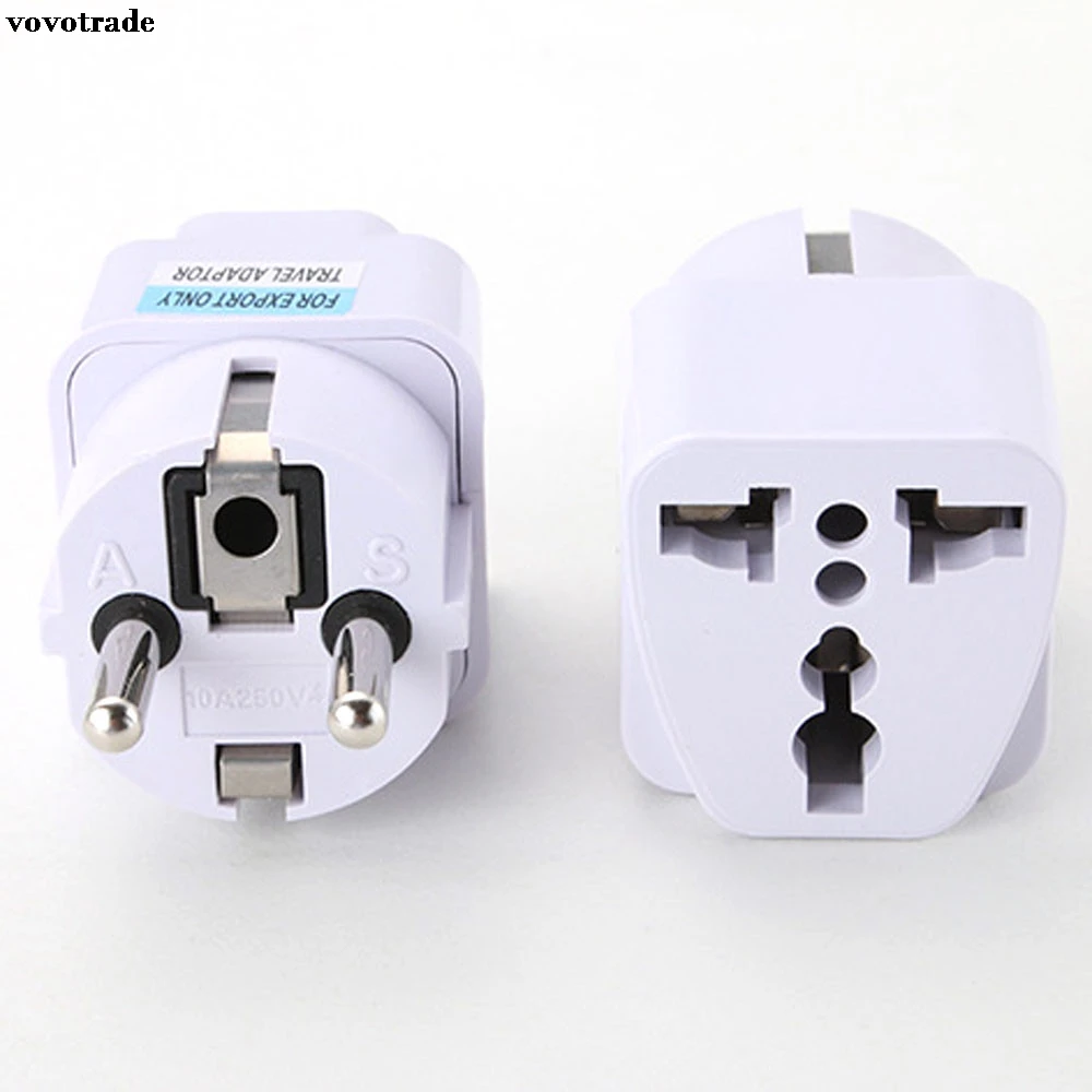 

vovotrade Universal UK US AU to EU AC Power Socket Plug Travel Charger Adapter Converter Europe Traveler Drop Shipping