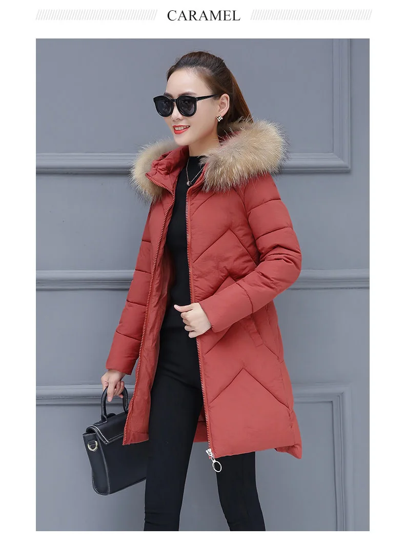 Padded Long Winter Coat Women Plus Size 3XL Ladies Coats With Fur Fake Collar Hooded Jacket Zipper Coat For Female 2018 New CH601 (14)