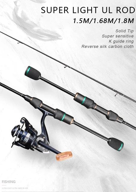 Cheap Super Light UL Fishing Rod 1.5m 1.68m 1.8m 0.5-8g Lure Weight Solid  Top Spinning Rod Light Weight Spinning Fishing Rod - AliExpress