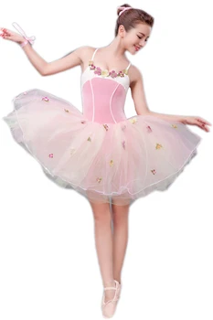

Children Pink Cotton Sequin Embroidered Professional Ballet Tutu Gymnastics Leotard Girl Dance Costume Baby Tutu Dress