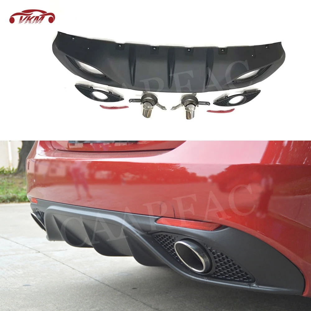 

High quality PP Plastic Car Rear Bumper Lip Diffuser With Exhaust tips for Alfa Romeo Giulia Standard 2016-2018 Sport Style