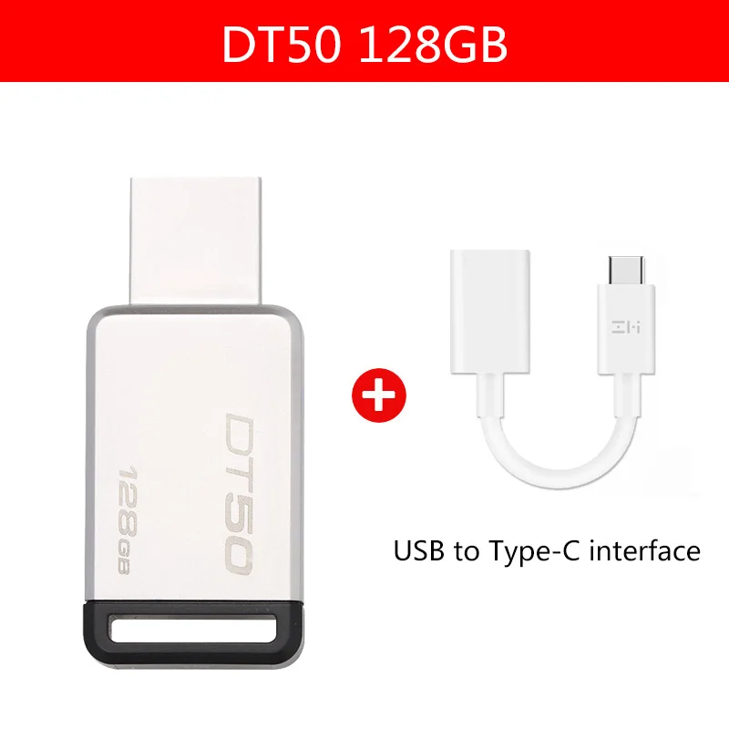 Kingston USB 3,0 Флешка 128 GB USB флеш-накопитель USB 3,1 memoria металлический флеш-накопитель usb-ключ usb DT50 128 gb флешка - Цвет: 128GB-ZM-02