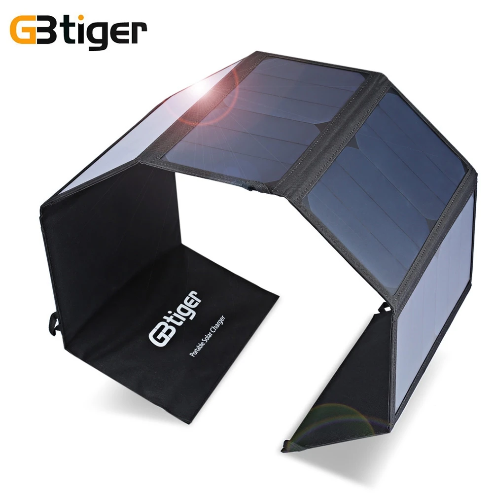 

GBtiger 40W Solar Panel Waterproof Solar Charger Folding Charging Panel 6 Folded Panels for Computer Iphone Android Samsung