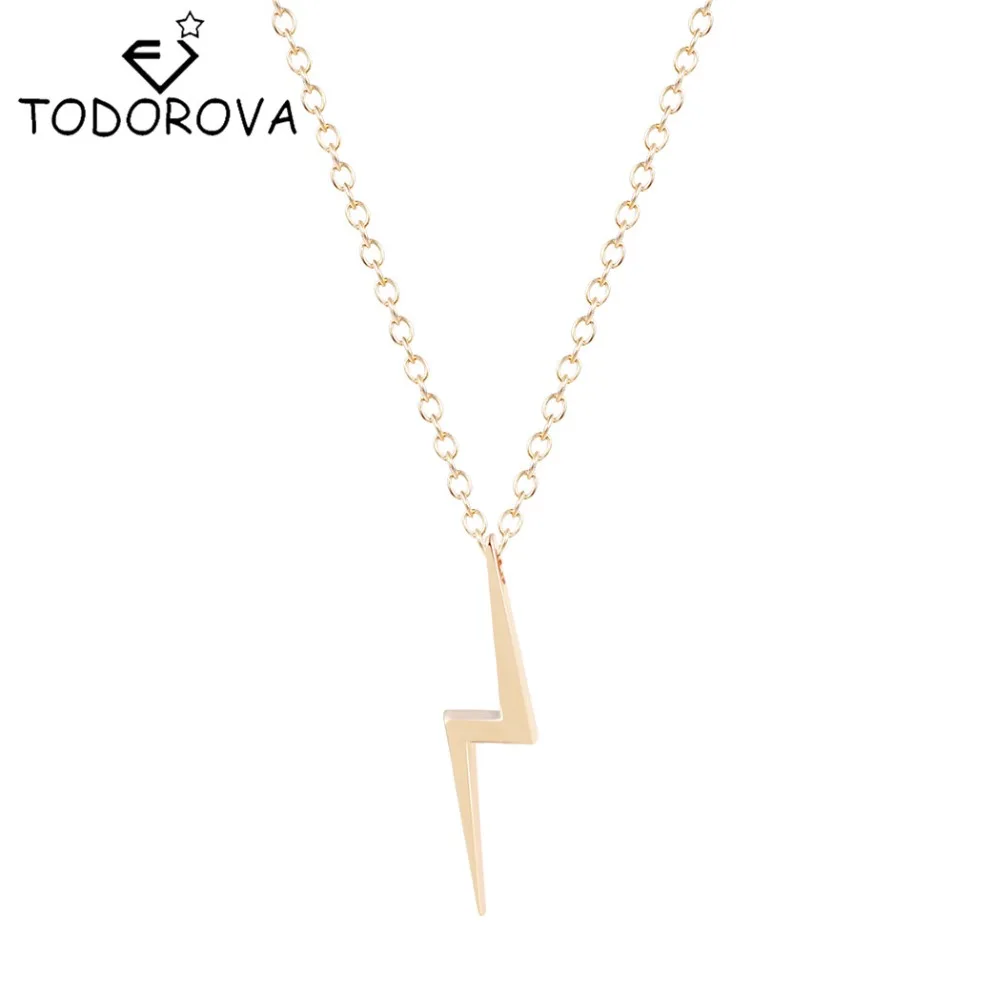 PJ JEWELLERY Stainless Steel Lightning Bolt Necklace Lightning Flash Thunder Pendant Geometric Charm for Men Women Girl Couple