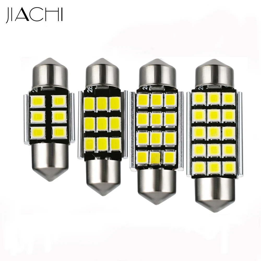 JIACHI 50 шт./лот гирлянда C5W C10W 31 мм 36 мм/39 мм/41 CANBUS LED светодиодный для авто Стайлинг