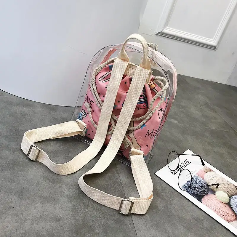 2 в 1 рюкзак женский милый прозрачный мини женский рюкзак прозрачный ...