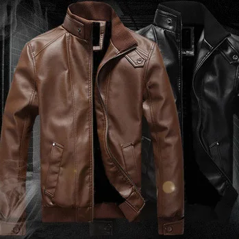 Promotion Leather Jacket Men Coat New Design Black Brown PU Motorcycle M L XL 2XL 3XL Big Size Jackets For | Мужская одежда