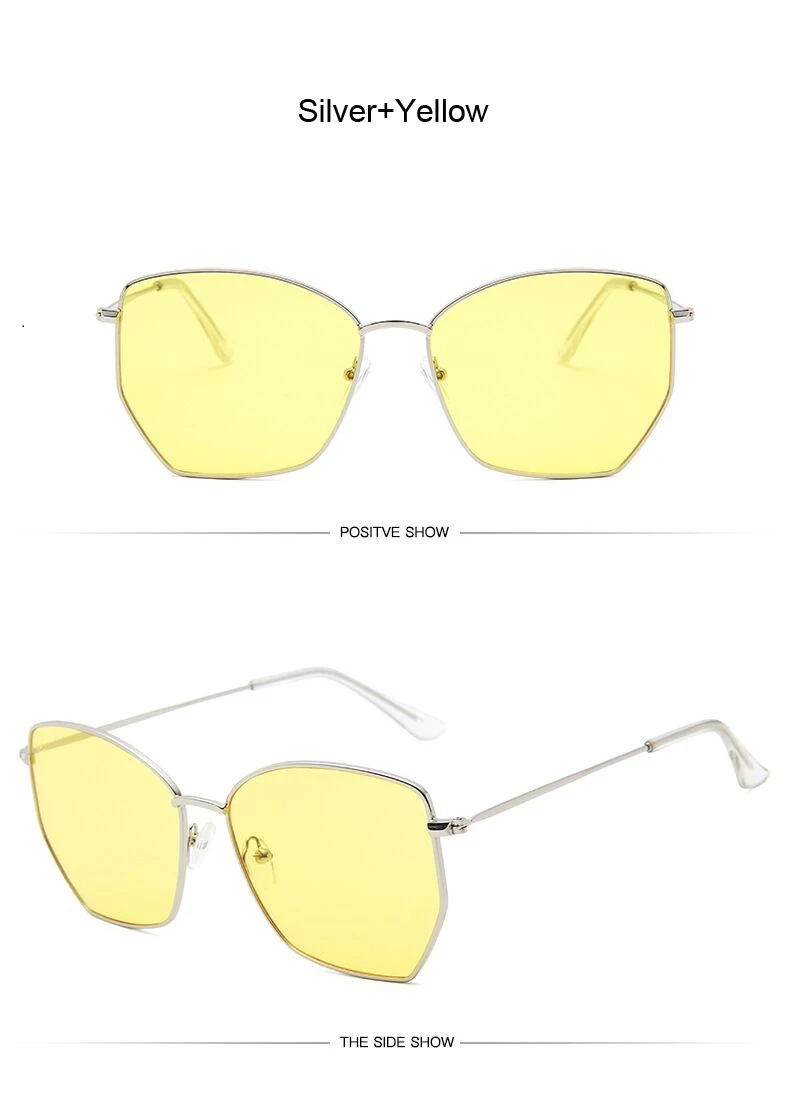Многоугольные прозрачные Квадратные Солнцезащитные очки для женщин, модные фирменные дизайнерские женские винтажные негабаритные солнцезащитные очки с металлической оправой, женские солнцезащитные очки UV400