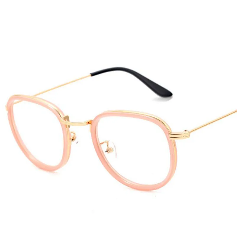 Дизайн, женские очки, оптически металлическая оправа, Леопардовый принт, прозрачные линзы, стеклянные очки, Золотые Квадратные очки для мужчин, UV400 - Цвет оправы: pink frame