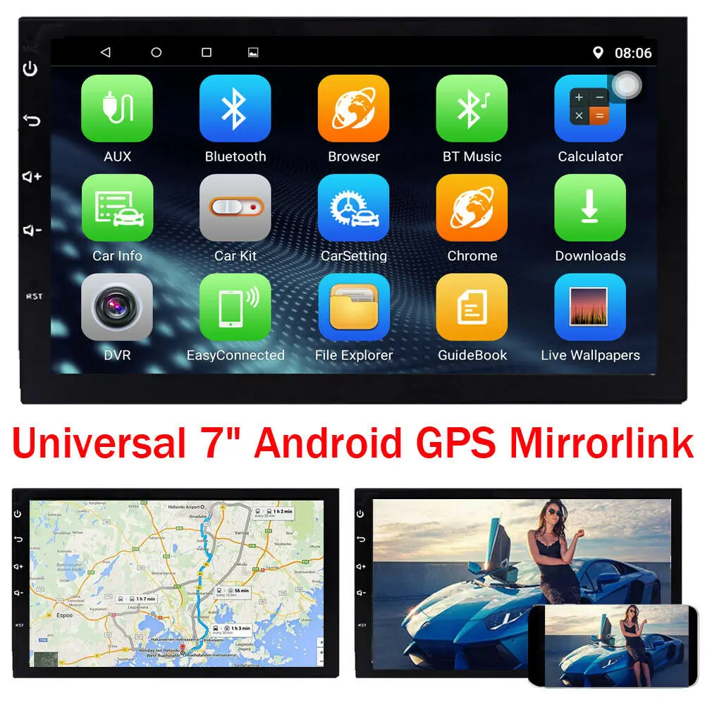 

7" 2 DIN Android 8.1 Autoradio Touch BT WIFI USB GPS NAVI Player MAP Universal