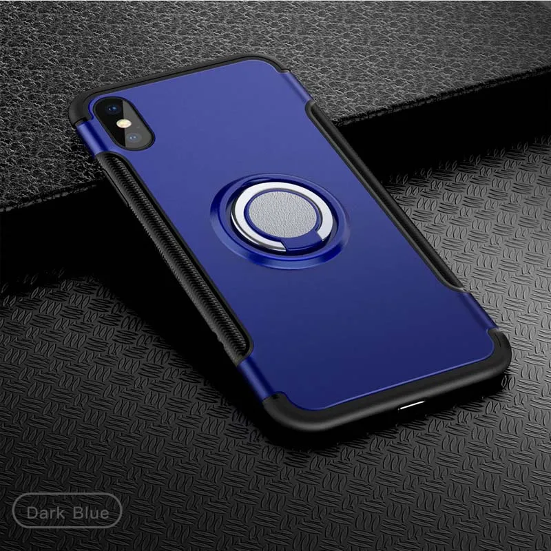 Shockproof Case For iPhone 13 12 11Pro 7 8 Plus X XR XS Max Silicone&PC Back Cover With Magnet Car Holder Metal Phone Ring Stand cool iphone 12 cases