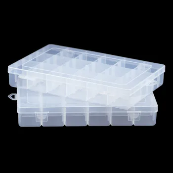 

BTFBES Super big Adjustable Slot Plastic Transparent Storage Box Case Holder Craft Necklace Organizer Bead Jewelry Container Box