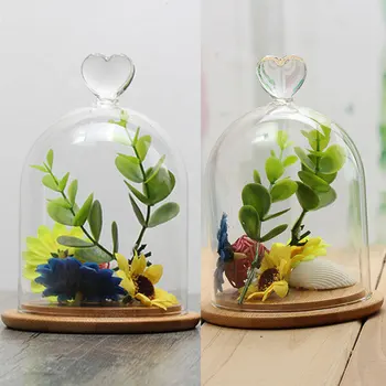

Home Decor Glass Dome With Bamboo Base For Wedding Party Event Table Centerpiece Decoration Cake Cover Valentine's Day Gift