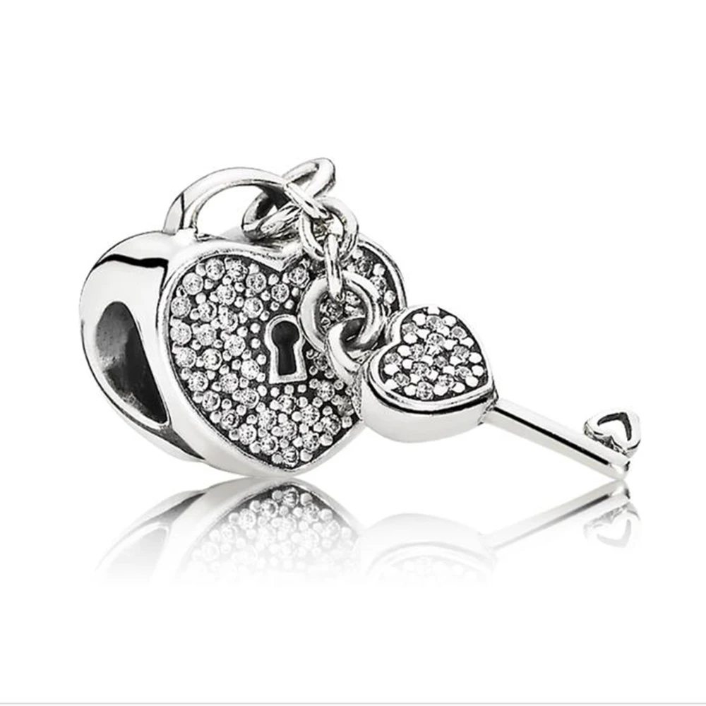 

Lock Of Love Charm Beads 100% Real 925 Sterling Silver Heart Charm Beads Fit Original Bracelet Diy Jewelry 2018