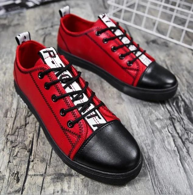 Mode männer Casual Turnschuhe Skateboard Schuhe PU Wohnungen Schuhe Studenten Outdoor Sneakers Straße Schuhe Spitze Wanderschuhe