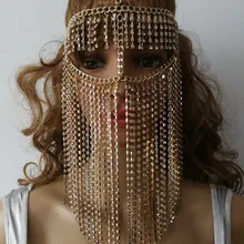 Стиль H768 Женская рок-цепочка золотого цвета украшения на голову уникальный дизайн слои маска на лицо цепочки ювелирные изделия 3 цвета