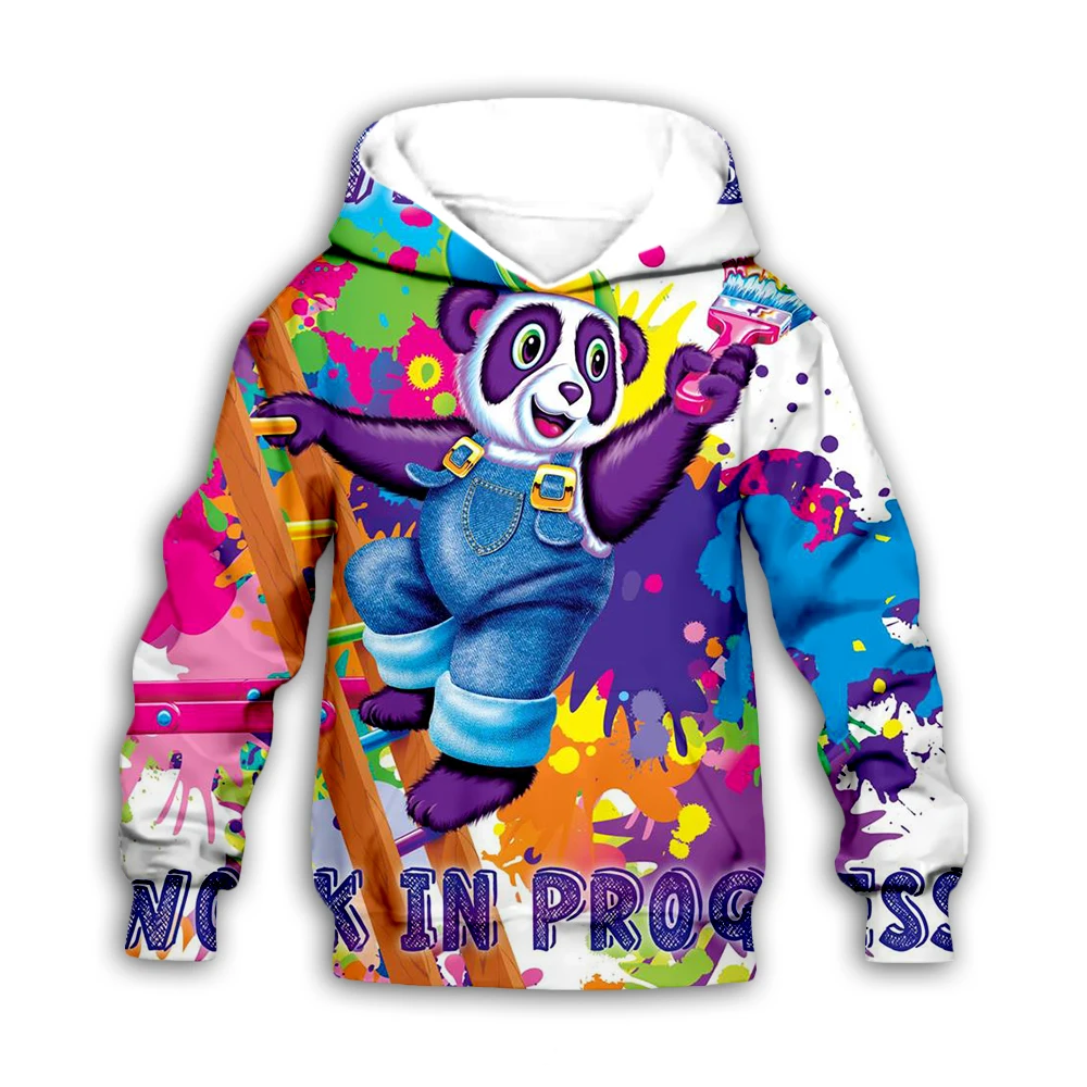 

Kids 3D cartoon Print Hoodies set baby girls boy Lisa Frank children chinese panda sweatshirts zipper coat jacket t shirt pants