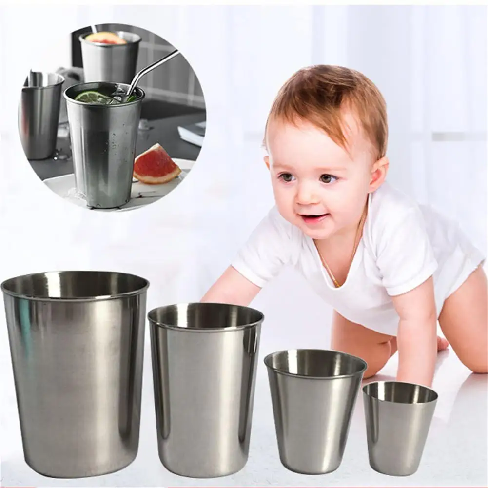 Stainless Steel Mouth Cup Bar Drinking Utensils Spirit Glass Anti-fall Children's Cup Home Kitchen White Wine Glass