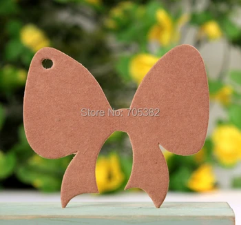

6*5.5cm (With cord) Bookmark kraft bowknot design blank hang tag Cute shape hang tag Price tag(aa-669)