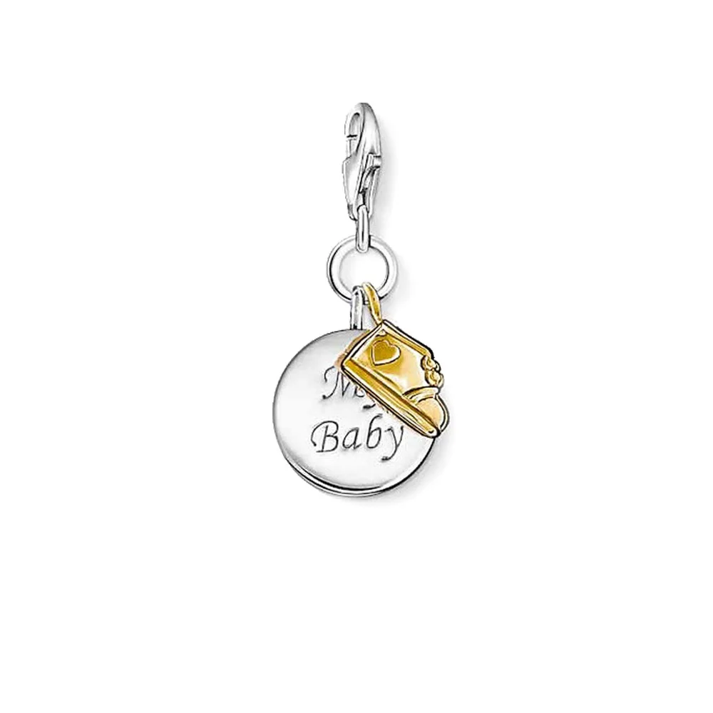 

Silver My Baby Round Disc & Gold Color Boot Charms Pendants Fit Bracelet Necklace Bag, Trendy Shoes Charm Jewelry Gift For Women