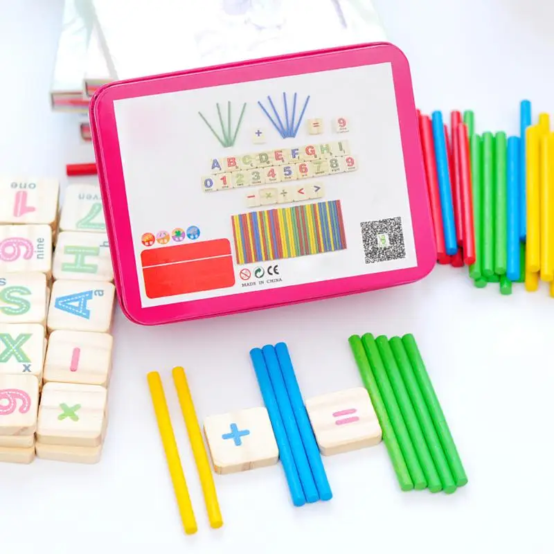 Детские деревянные цифры Математика для раннего обучения подсчет обучающая игрушка деревянные игрушки головоломка с коробкой деревянная математическая игрушка подарок