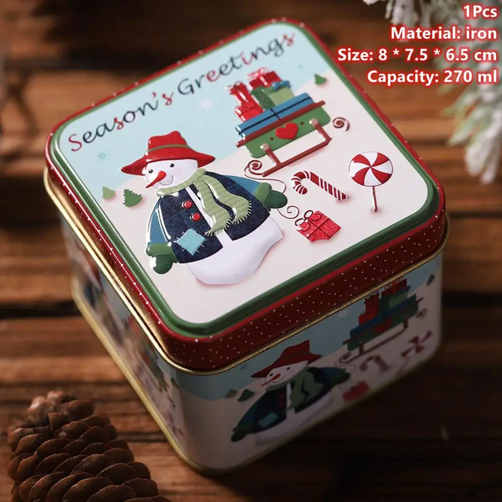 Taoup Metal Christmas Candy Boxes Santa Claus Home Decor for Christmas Gift Boxes Present Holder Bags Noel New Year Table Decor - Цвет: Xmas Boxes 2