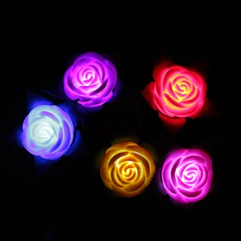 

Hot Selling Novelty Valentine's Day LED Rose Night Light Emulation 5 Color Rose Landscape Flower Beam Lamp Novelty Lighting