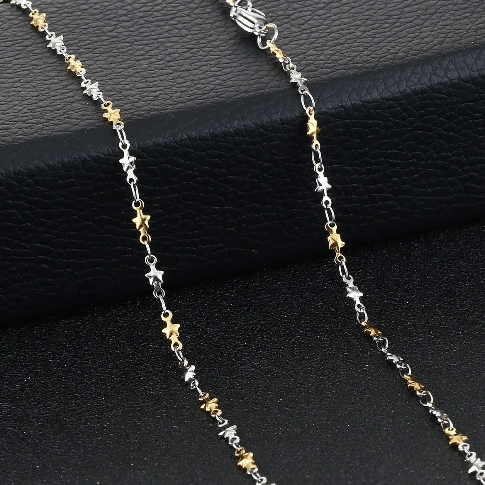 

Charms Star Chain Necklace Womens Stainless Steel Short Link Necklaces Statement Korean Accessories Choker Jewelry kolye MN258