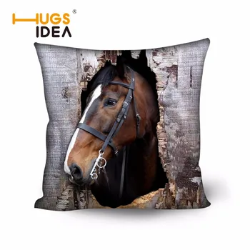 

HUGSIDEA 50X50cm Cushion Cover and Pillow Case for Office Chair Back Classic Printing Horse Cushion Sofa Throw Pillow House