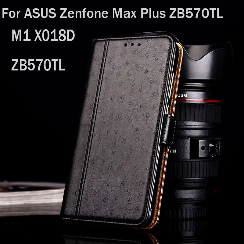 Чехол для ASUS Zenfone Max Plus ZB570TL M1 X018D, Роскошный чехол из кожи страуса с подставкой, Модный чехол для телефона s funda, откидная крышка