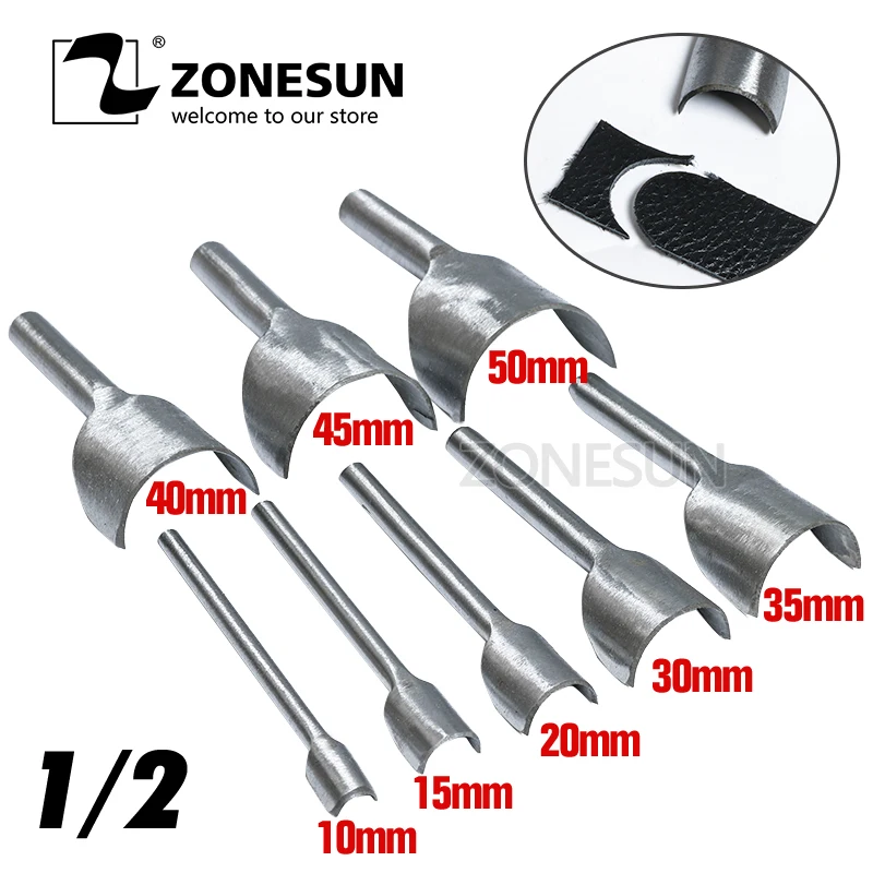 

ZONESUN DIY 8PCS 10-40mm Leather half-round Cutting Tool Belt Edge Shape Cutter Kits Leather Corner Cutter Belt Hollow Puncher