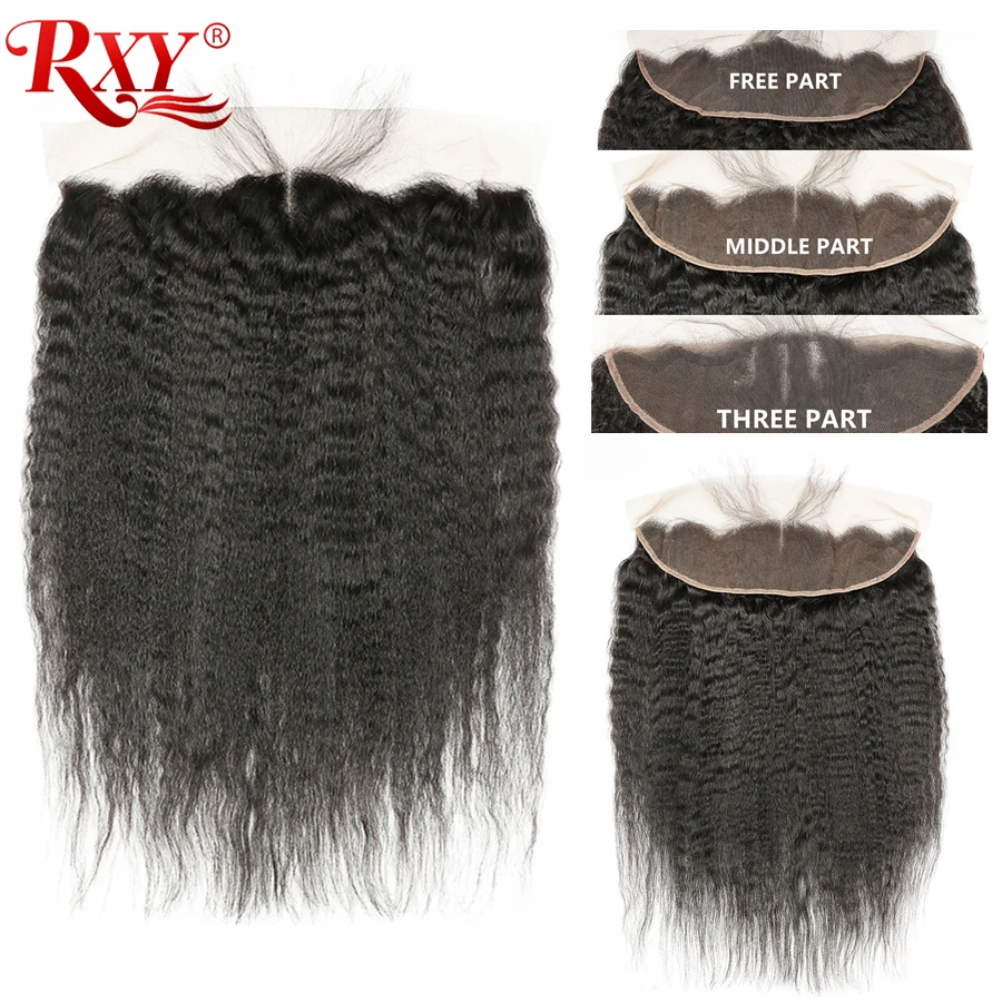 RXY Brazilian Kinky Straight Bundles With Lace Frontal Closure Human Hair Weave Bundles With 13x4 Ear To Ear Closure Non Remy RXY Brazilian Kinky Straight Bundles With Lace Frontal Closure Human Hair Weave Bundles With 13x4 Ear To Ear Closure Non Remy
