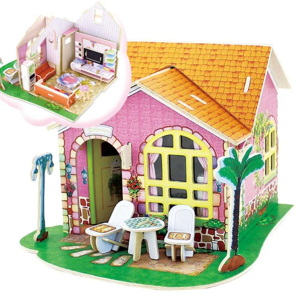 Wood font b Toys b font House Dream House 3D Puzzles Jigsaw DIY Educational font b