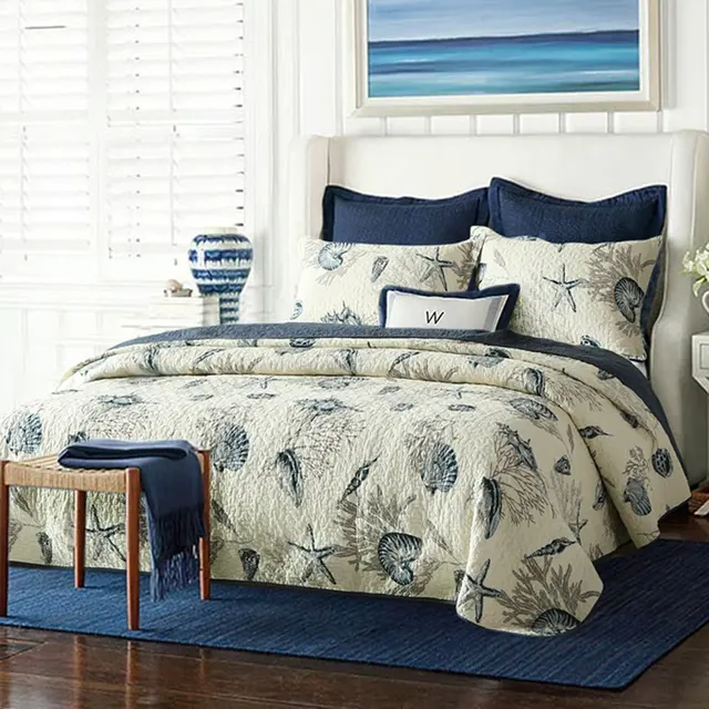 WINLIFE Rustic Bird Comforters Bird Print Quilt Set Bird Patchwork