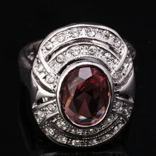 Glittering Multigems Pink Cubic zirconia 925 Sterling Silver Trendy Women’s Party Jewelry Rings Size 6 7 8 9 S1630