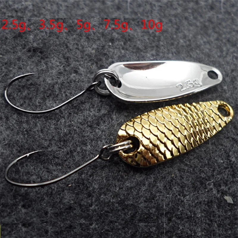 Gold Metal Sequins Fishing Lure Spoon Lure Noise Paillette Hard Baits Treble Hook Pesca Fishing Tackle