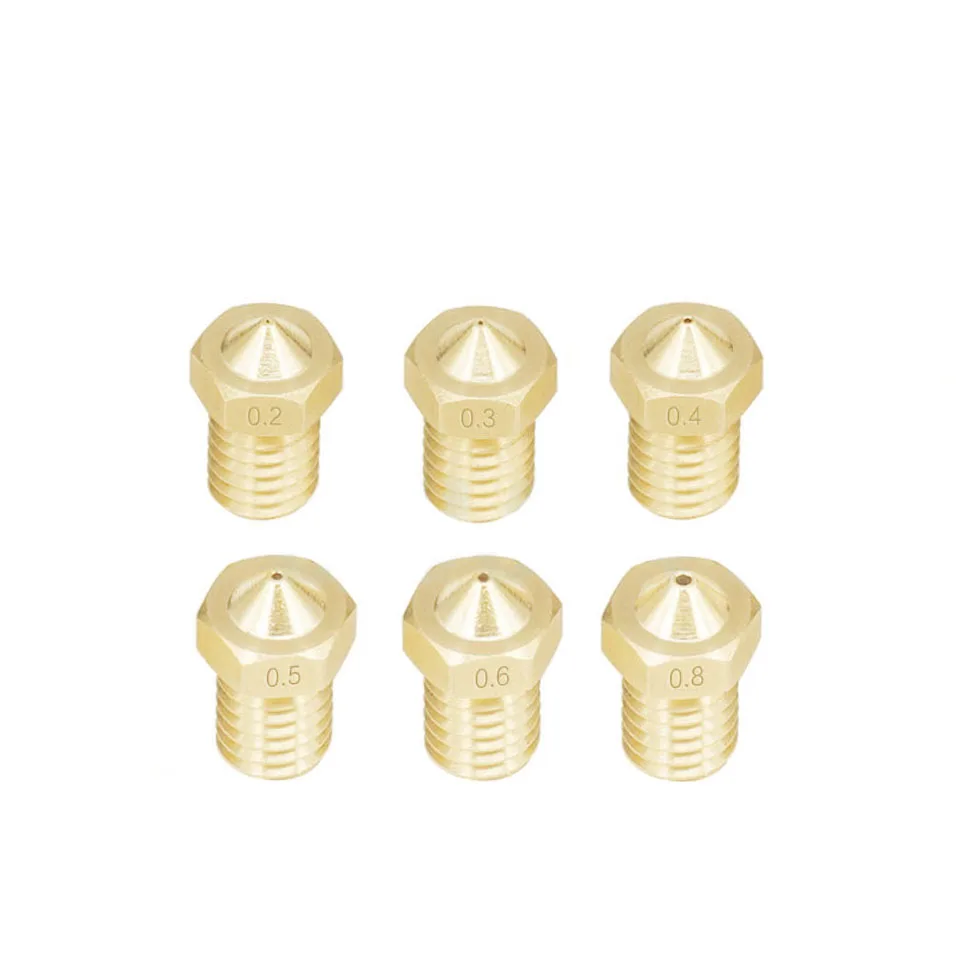 

100pcs 3D Printer parts E3D V5 V6 M6 threaded Nozzle 0.2 0.25 0.3 0.4 0.5 0.6 0.8 1.0mm for 1.75mm 3.0mm filamnet Full Metal