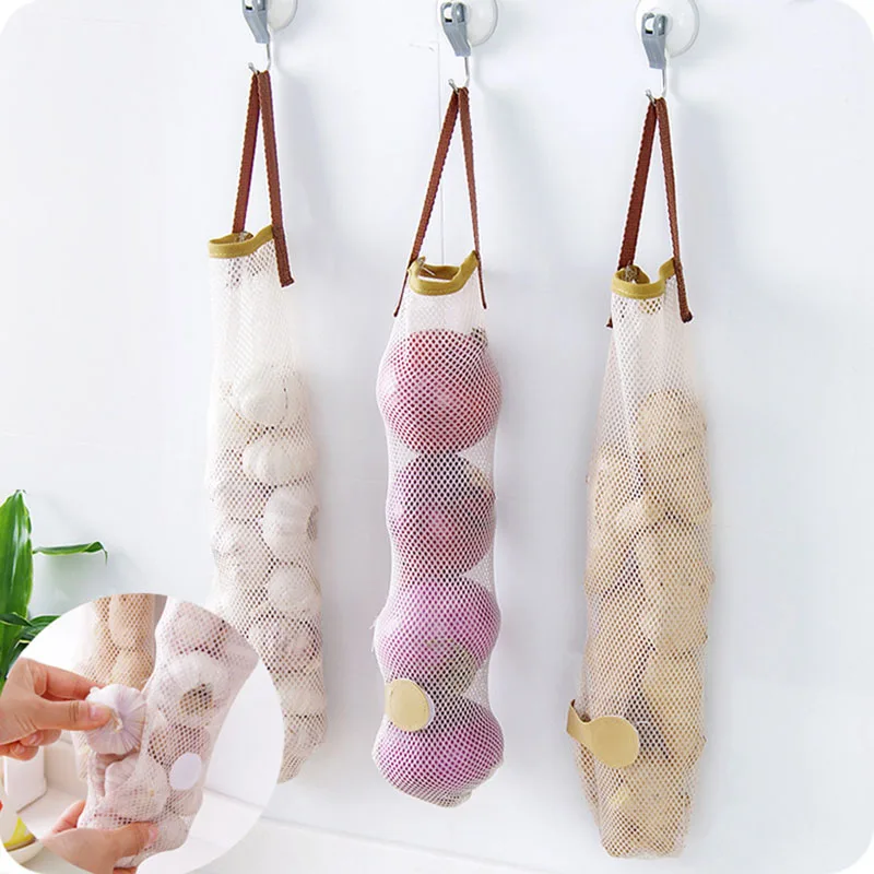 

New Mesh Home Food storage Bag Creative Hanging Fruit Vegetable kitchen storage bag bathroom toilet sundry bag