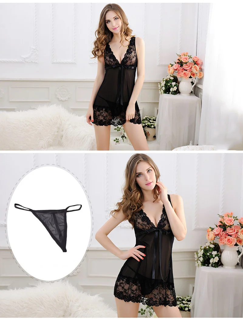 Lace Nightgown Women Sleepwear Pyjamas Summer Negligee Babydoll Nightwear Sexy Lingerie Bathrobe Female Nightdress Home Clothes