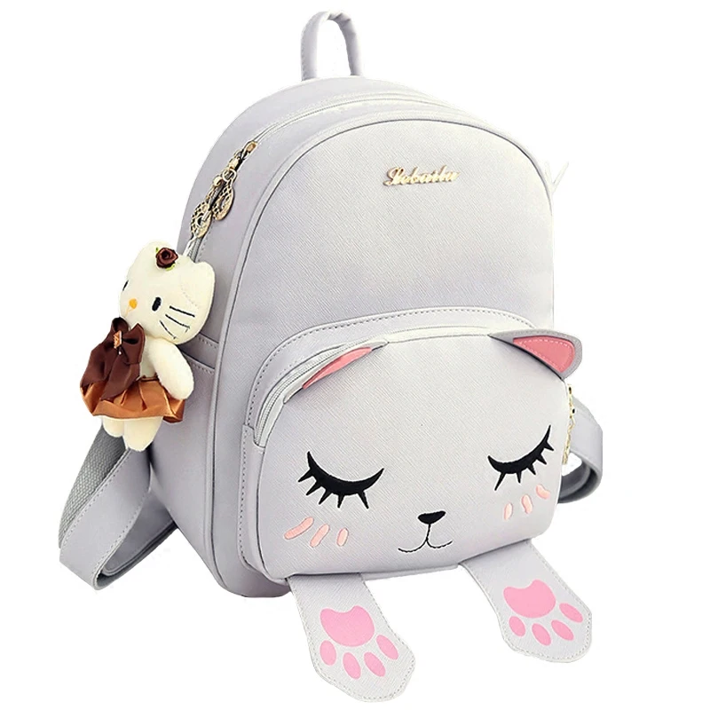 New Arrival Lovely Cat Leather Backpacks Women Shoulder Bags School Bags For Teenagers Girls Travel Laptop